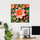 Farbenfrohe, stilvolle 3D-Blume Poster (Heimbüro)