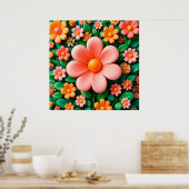 Farbenfrohe, stilvolle 3D-Blume Poster (Küche)