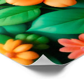 Farbenfrohe, stilvolle 3D-Blume Poster (Ecke)