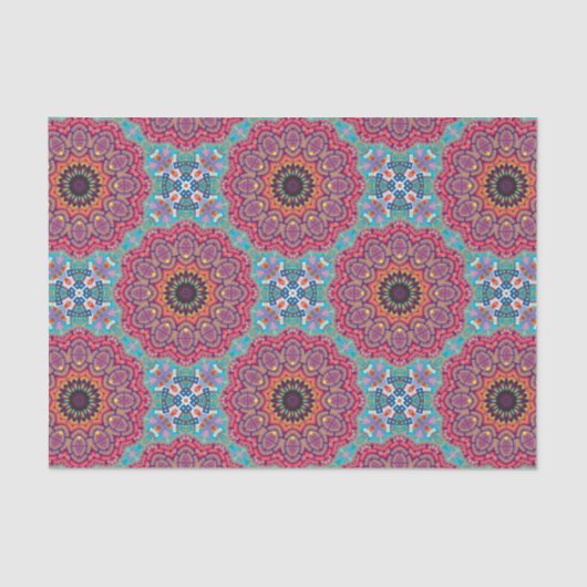 Farbenfrohe, stilvolle Boho Mandalases Geometrisch Seidenpapier (Vorderseite)