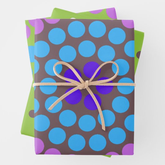 Farbenfrohe, stilvolle, einfache Muster Polka Dots Geschenkpapier Set (Beispiel)