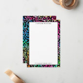 Farbenfrohe, stilvolle Leopard Texture Neon Vibran Mitteilungskarte (Vorderseite/Rückseite Beispiel)