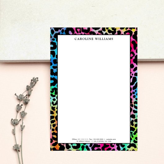 Farbenfrohe, stilvolle Leopard Texture Neon Vibran Mitteilungskarte