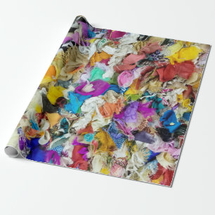 farbenfrohe Stoffcollage Geschenkpapier