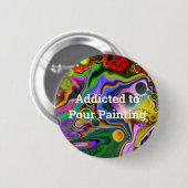 Farbenfrohe strahlende Flüssigkeit Art Pour Malere Button (Vorne & Hinten)