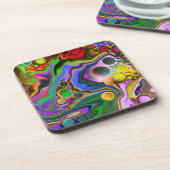 Farbenfrohe strahlende Flüssigkeit Art Pour Malere Getränkeuntersetzer (Linke Seite)