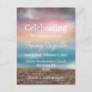 Farbenfrohe Strand-Sonnenuntergangs-Beerdigung Postkarte