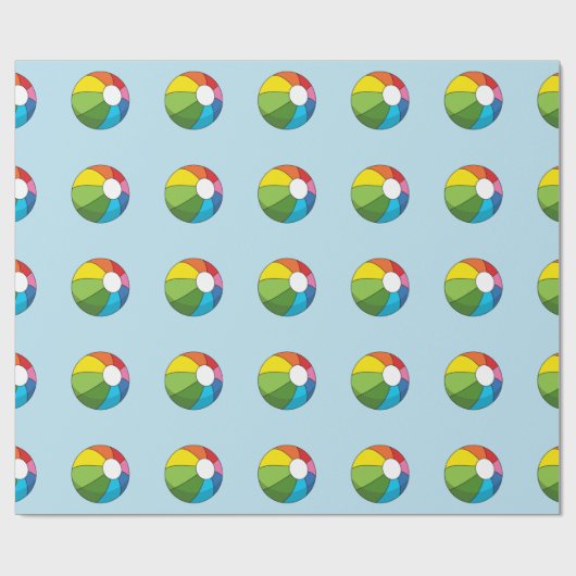 Farbenfrohe Strandball Geschenkpapier (Flach)