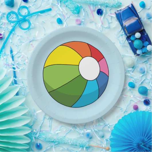 Farbenfrohe Strandball Pappteller (Party)