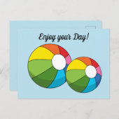 Farbenfrohe Strandball | Text hinzufügen Postkarte (Vorne/Hinten)