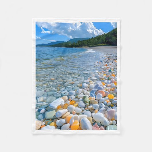 Farbenfrohe Stranddecke mit Kieselsteinen Fleecedecke (Vorderseite)
