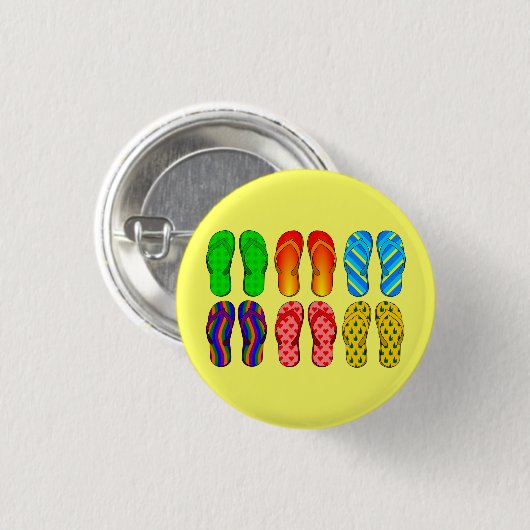 Farbenfrohe Strandflips Button (Vorne & Hinten)