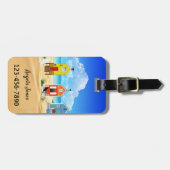 Farbenfrohe Strandhäuser Gepäckmarke Gepäckanhänger (Vorderseite horizontal)