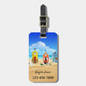 Farbenfrohe Strandhäuser Gepäckmarke Gepäckanhänger (Vorderseite vertikal)
