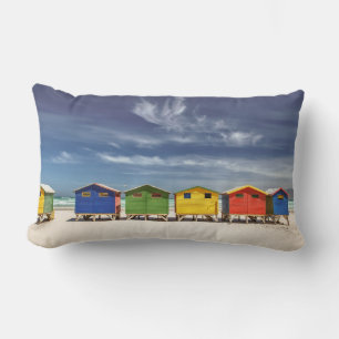 Farbenfrohe Strandhäuser Muizenberg, Südafrika Lendenkissen