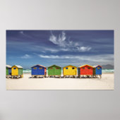 Farbenfrohe Strandhäuser | Muizenberg, Südafrika Poster (Vorne)