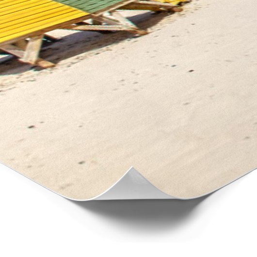 Farbenfrohe Strandhäuser | Muizenberg, Südafrika Poster (Ecke)