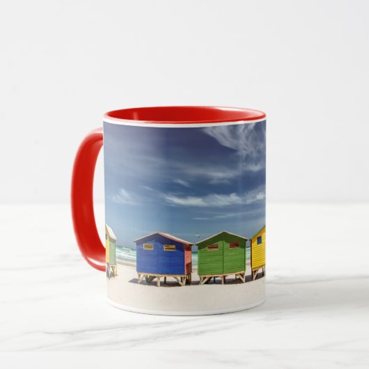 Farbenfrohe Strandhäuser | Muizenberg, Südafrika Tasse (Vorderseite Links)