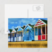 Farbenfrohe Strandhütten Postkarte (Vorne/Hinten)