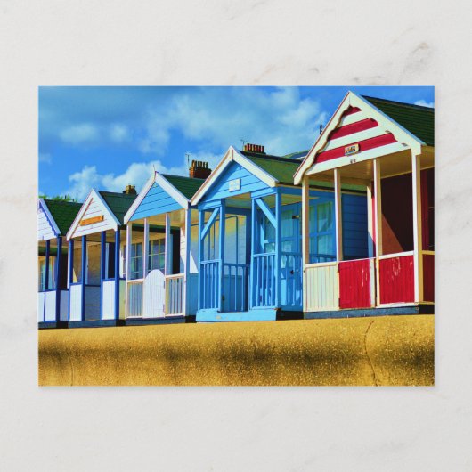 Farbenfrohe Strandhütten Postkarte (Vorderseite)