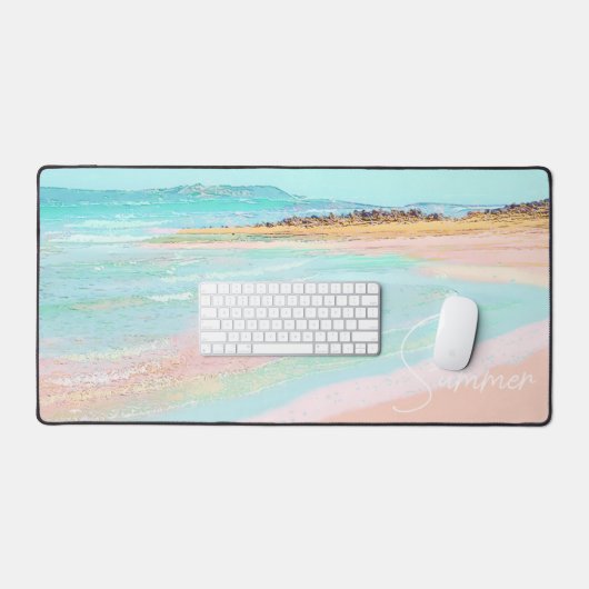 Farbenfrohe Strandküste Sommer Schreibtischunterlage (Tastatur & Maus)