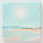 Farbenfrohe Strandküste Sommer Steinuntersetzer (Vorderseite)