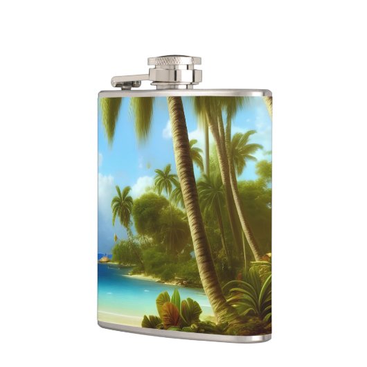 Farbenfrohe Strandlackierung Flachmann (Links)