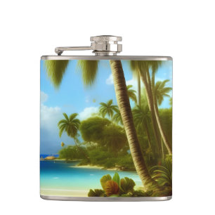 Farbenfrohe Strandlackierung Flachmann