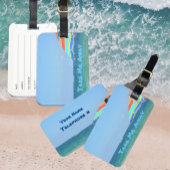 Farbenfrohe Strandschirm Ozeansicht Gepäckanhänger