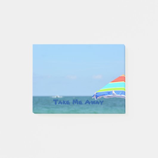 Farbenfrohe Strandschirm Ozeansicht Post-it Klebezettel (Vorderseite)