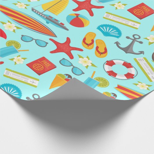 Farbenfrohe Strandurlaubsmuster Geschenkpapier (Ecke)