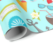 Farbenfrohe Strandurlaubsmuster Geschenkpapier (Rolleneckpunkt)