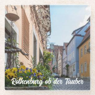 Farbenfrohe Straße in Rothenburg ob der Tauber Glasuntersetzer