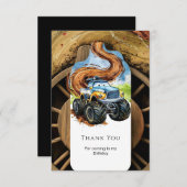 Farbenfrohe Straßenräder Monster Truck Geburtstag Dankeskarte (Vorne/Hinten)