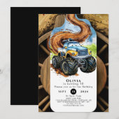 Farbenfrohe Straßenräder Monster Truck Geburtstag Einladung (Vorne/Hinten)