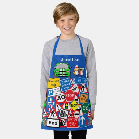 Farbenfrohe Straßenschilder Coillage Kids' Schürze (Getragen)