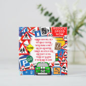 Farbenfrohe Straßenschilder, Geburtstagsparty Einladung (Stehend Vorderseite)