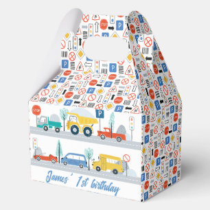 Farbenfrohe Straßenschilder Transport Geburtstag Geschenkschachtel