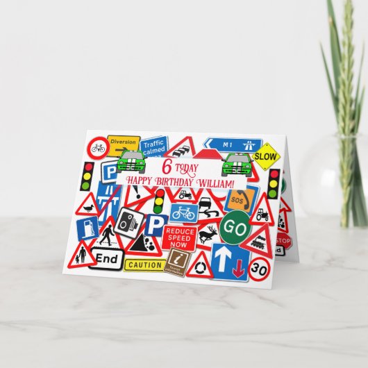 Farbenfrohe Straßensignatur Kids's Geburtstag Karte (Vorderseite)