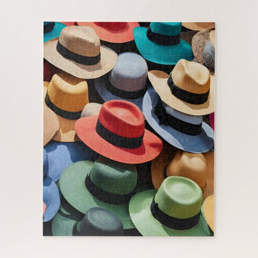 Farbenfrohe Straw Hats Jigsaw Puzzle (Vertikal)