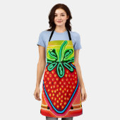 Farbenfrohe Strawberry Neon Glow Schürze (Getragen)