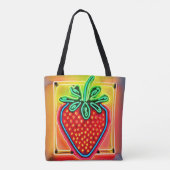 Farbenfrohe Strawberry Neon Glow Tasche (Rückseite)