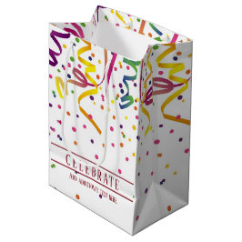 Farbenfrohe Streamer und Confetti-Geschenktasche Mittlere Geschenktüte