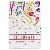 Farbenfrohe Streamer und Confetti-Geschenktasche Mittlere Geschenktüte (Rückseite)