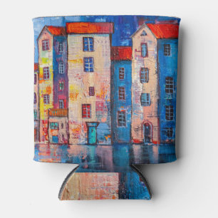 Farbenfrohe Street Panorama Impressionistische Kun Dosenkühler