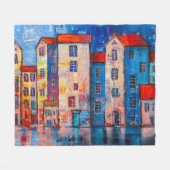 Farbenfrohe Street Panorama Impressionistische Kun Fleecedecke (Vorderseite (Horizontal))