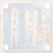 Farbenfrohe Street Panorama Impressionistische Kun Glasuntersetzer (Rückseite)