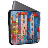Farbenfrohe Street Panorama Impressionistische Kun Laptopschutzhülle (Vorne Rechts)