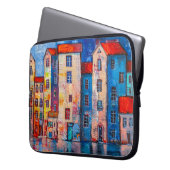 Farbenfrohe Street Panorama Impressionistische Kun Laptopschutzhülle (Vorderseite Links)