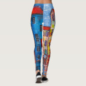 Farbenfrohe Street Panorama Impressionistische Kun Leggings (Rückseite)